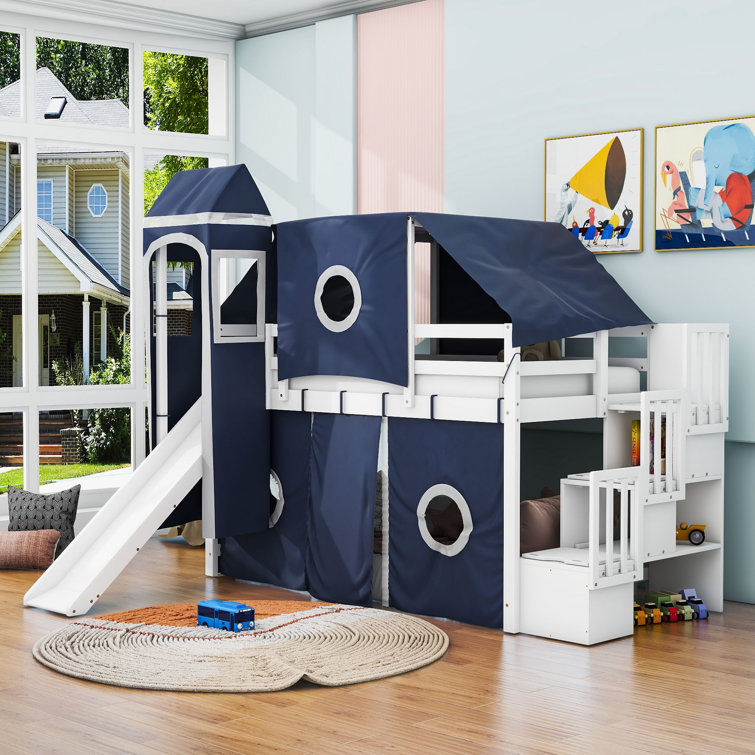 Harper Orchard Linkous Kids Loft Bed with Tent Slide and Tower Wayfair